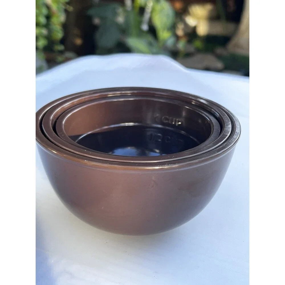 Melamine Nesting Measuring Prep Bowl Set 3 Brown Kitchen Mixing Bowls 2 Cup